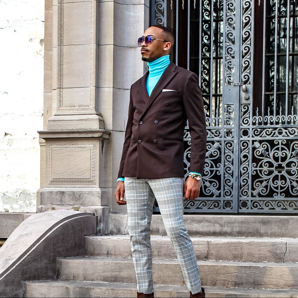 Chocolate brown double breasted blazer